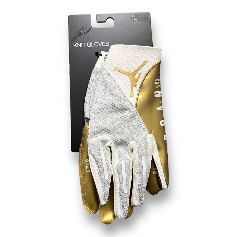 Nike Jordan Vapor Knit 4.0 Metallic Football Receiver Gloves Gold size L (c) New
